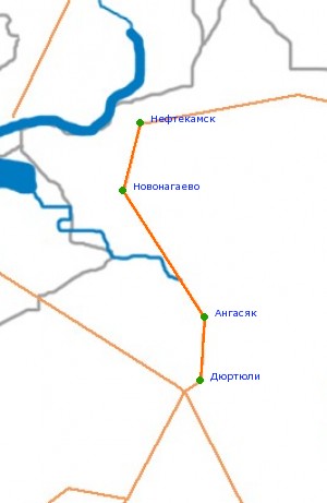  арта-схема автодороги Ќефтекамск - ƒюртюли